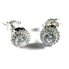 Silver earring with big & small CZ