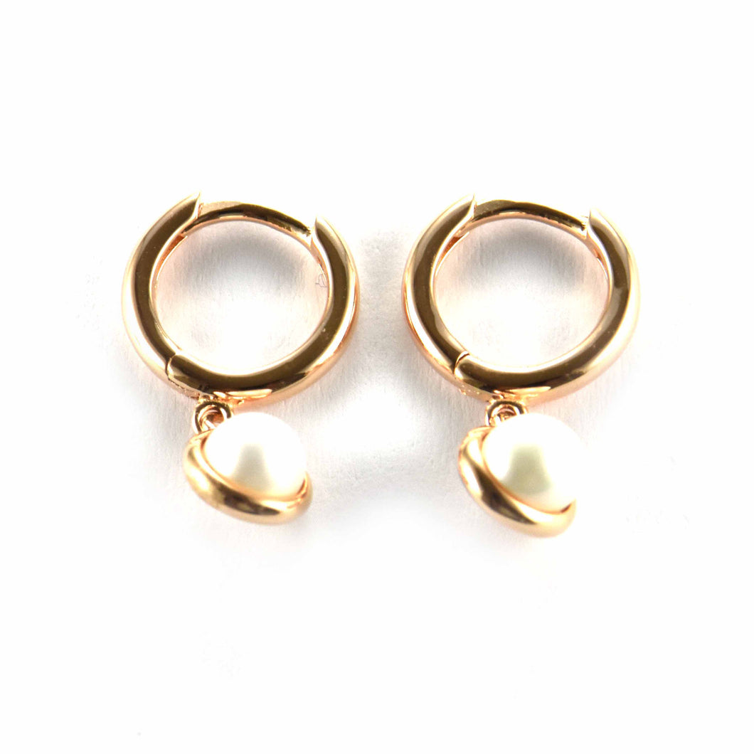 Silver earring with pearl channel set & pink gold plating