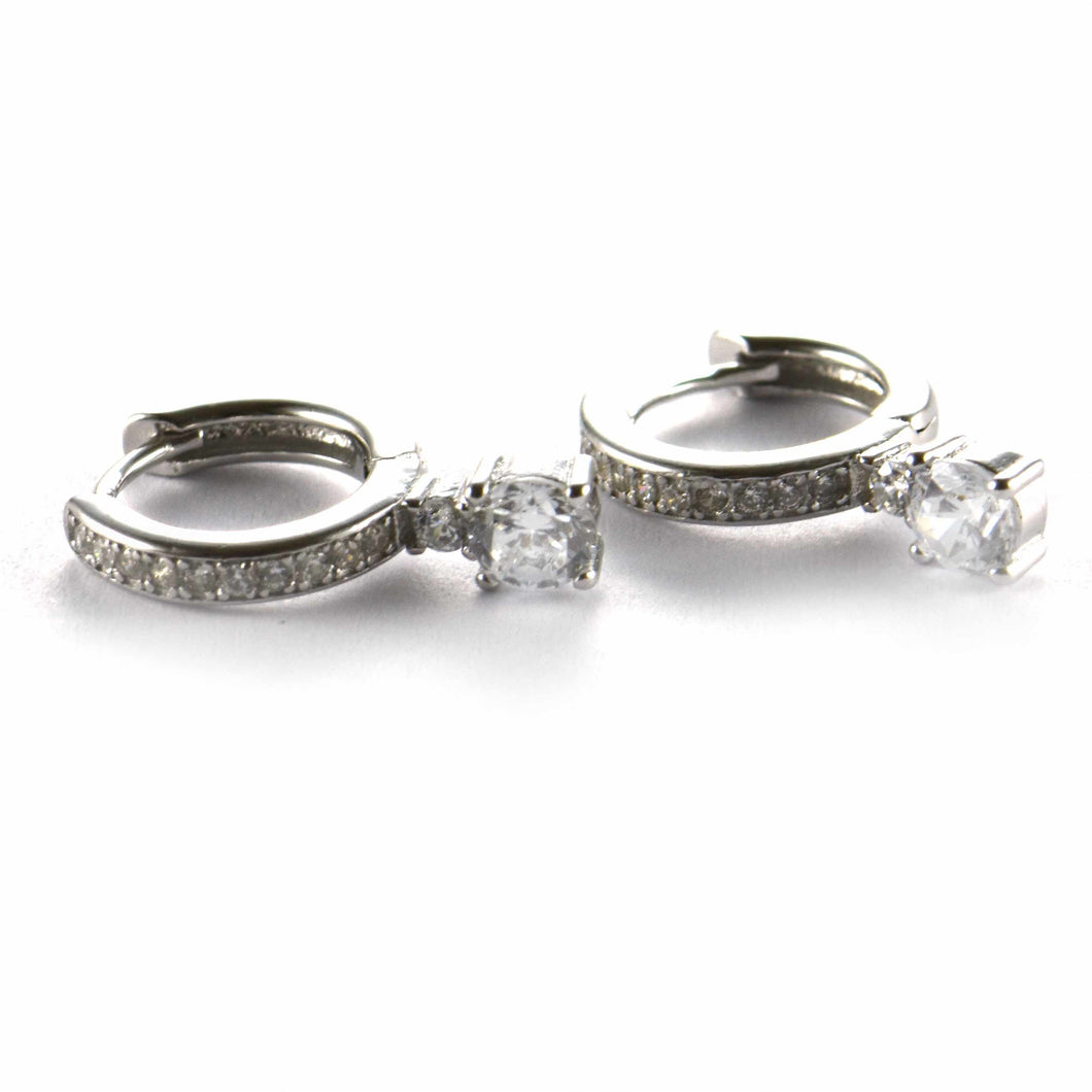 Silver earring with round of white CZ