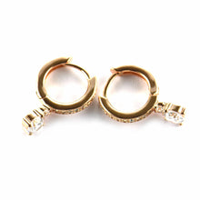 Silver earring with round of white CZ & pink gold plating