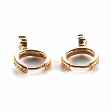 Silver earring with round of white CZ & pink gold plating