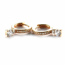 Silver earring with round of white CZ & pink gold plating