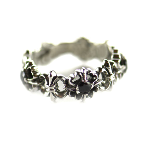 Silver ring a round of scout & black CZ