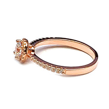 Silver ring with 5mm CZ & pink gold plating