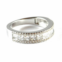 Silver ring with square & small white CZ
