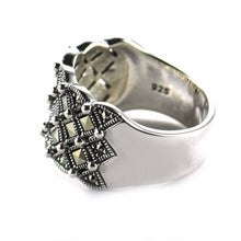 Silver ring with square marcasite