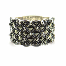 Silver ring with square marcasite