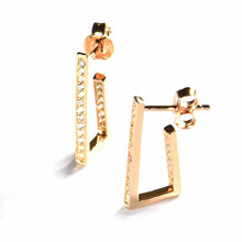 Studs silver earring with CZ & pink gold plating
