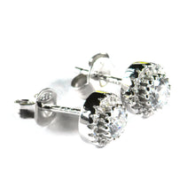 Silver earring with big & small CZ