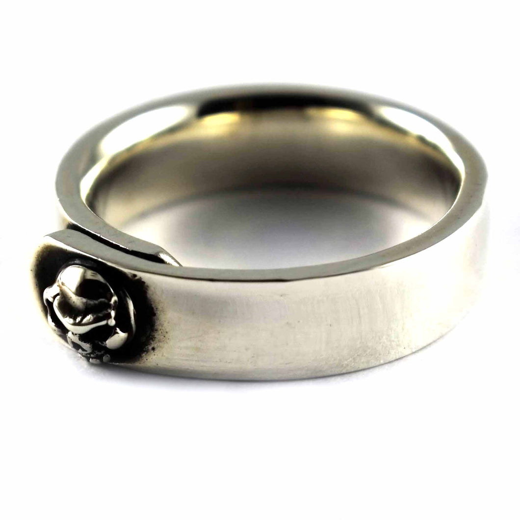 Skull belt shape silver ring
