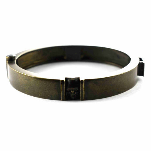 Skull copper bangle with onxy stone