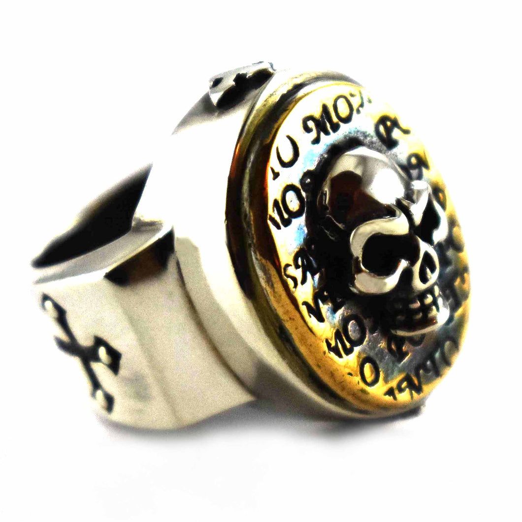 Skull pattern with copper plating oval silver ring
