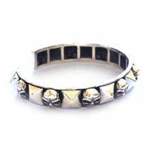 Skull & rivets silver bangle
