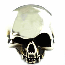 Skull with big brain silver ring