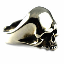 Skull with big brain silver ring