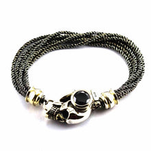 Skull silver bracelet with onyx stone
