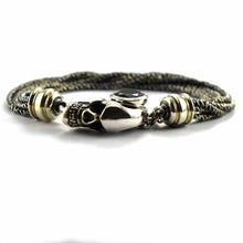 Skull silver bracelet with onyx stone