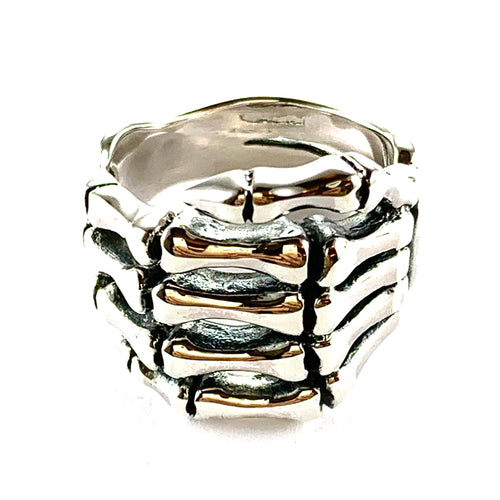 Skull hand silver ring