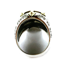 Skull silver ring with cross & copper plating