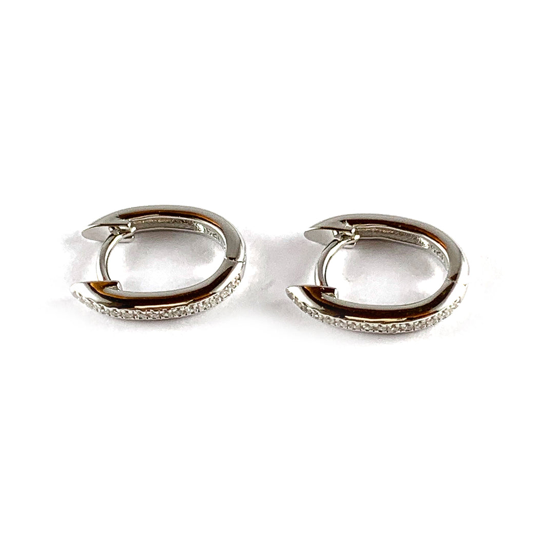 Small CZ silver circle earring