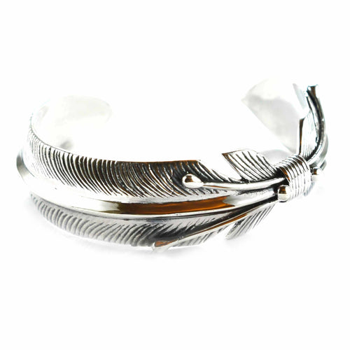 Small Silver feather bangle with silver oxidizing