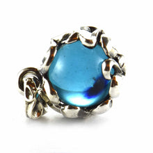 Small ball silver pendant with blue stone