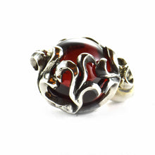 Small ball silver pendant with red stone