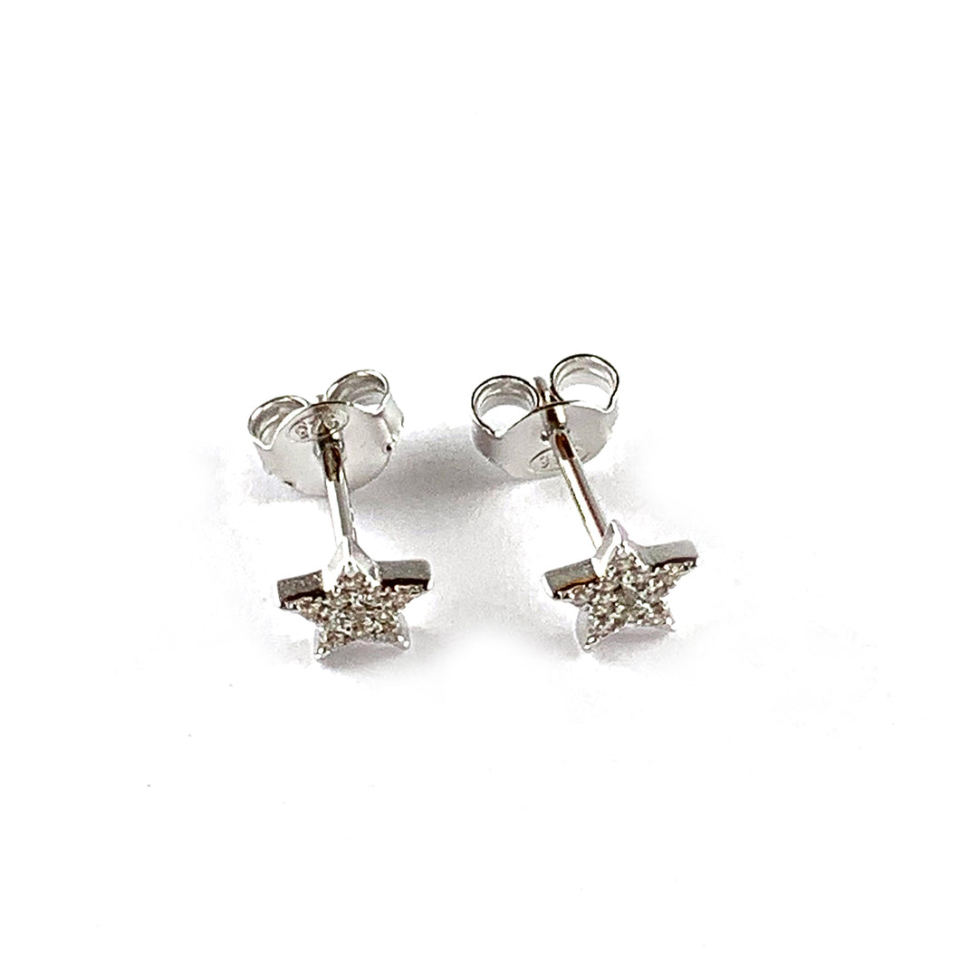 Small star silver studs earring with CZ