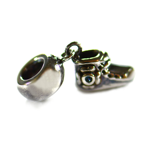 Sneaker silver beads with blue CZ