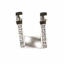 Square silver earring with white CZ & platinum plating