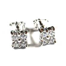 Square silver studs earring with 4 CZ