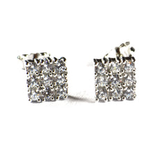 Square silver studs earring with 9 CZ