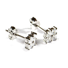 Square silver studs earring with square CZ