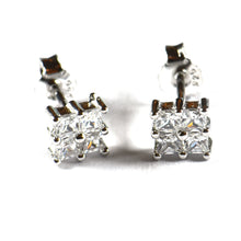 Square silver studs earring with square CZ