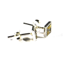 Square silver studs earring with square marcasite