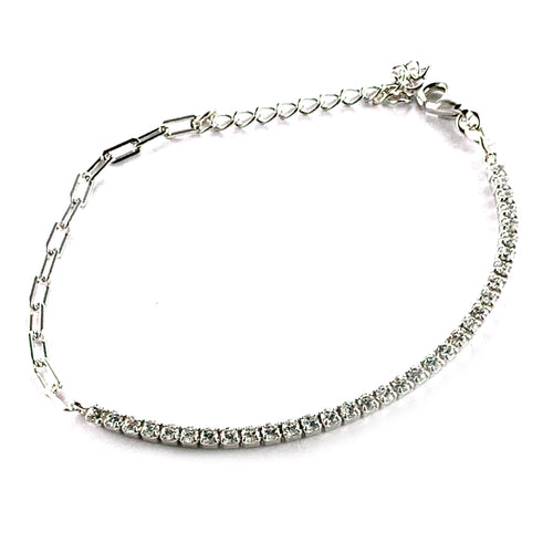 Square small CZ silver bracelet