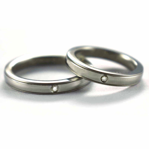 Stainless steel couple ring with white CZ