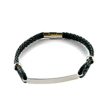 Stainless steel couple bracelet with black leather