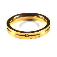 Stainless steel couple ring with Line & Cubic Zirconia