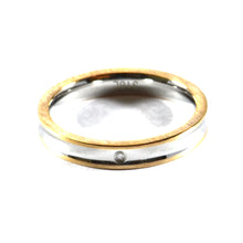 Stainless steel couple ring with pink gold plating & white CZ
