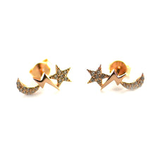 Star Lighting Moon silver studs earring with pink gold plating