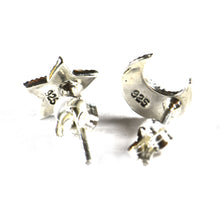 Star & Moon studs silver earring with marcasite