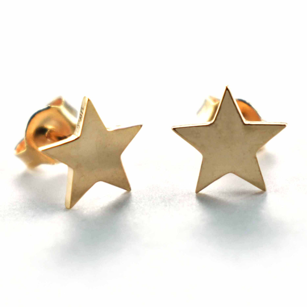 Star & plain silver earring with pink gold plating