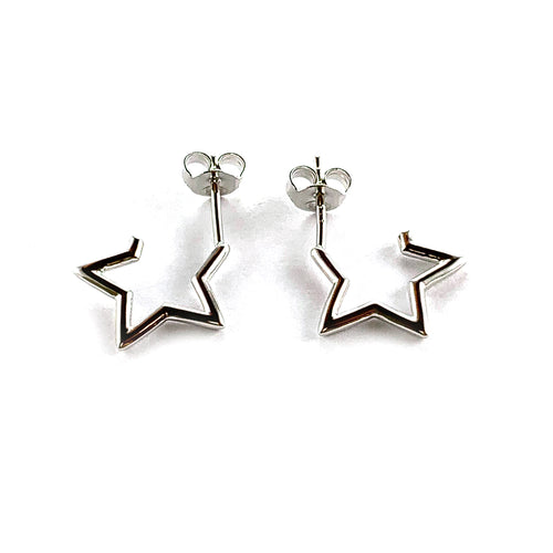 Star circle silver studs earring
