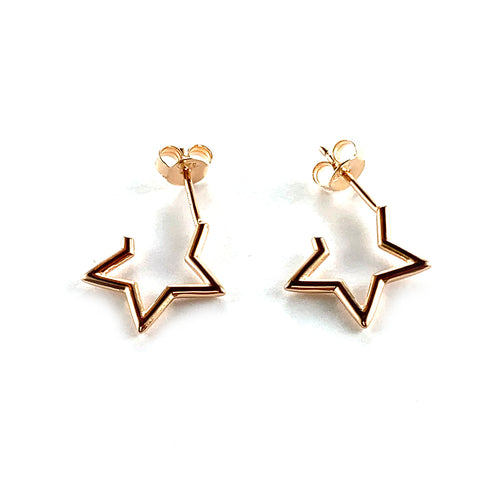 Star circle silver studs earring with pink gold plating
