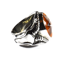 Star silver ring with amber color stone