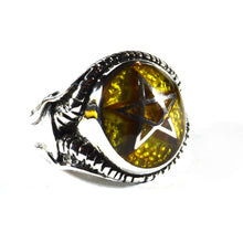 Star silver ring with green stone