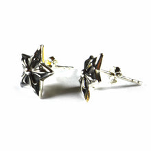 Star silver studs earring with silver oxidize