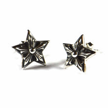 Star silver studs earring with silver oxidize