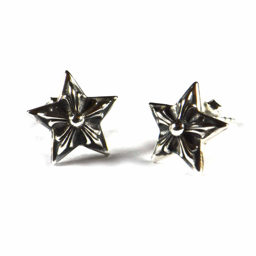Star silver studs earring with silver oxidize